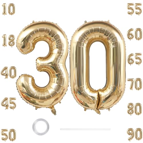 GoldRock XXL Luftballon 30 Geburtstag Deko Weißgold 40 Zoll Ballon Deko 30 Geburtstag Frau Mann 30 Luftballon Zahl Luftballons 30. Geburtstage Geburtstagsdeko 30 Jahre Folienballon 30 für Jubiläum