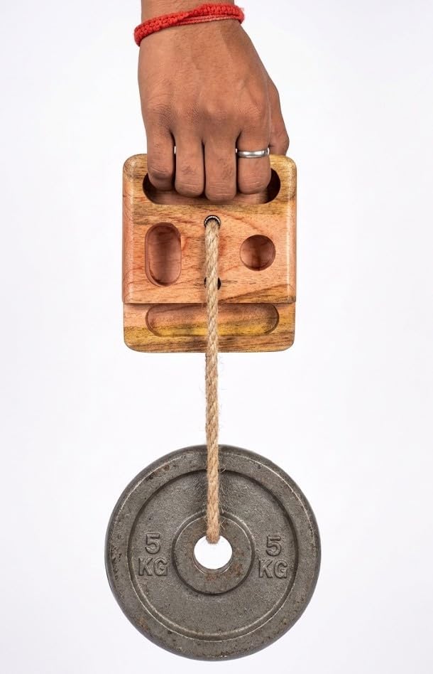 Image of Wooden Hangboard Grip Trainer - CNC Milled Natural Wood Finger Strength Board with Multiple Grip Options, Pinches & 10 /20 /23 mm Pocket Depths for Climbing Training