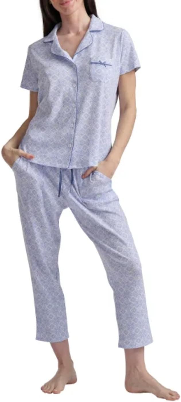 Karen Neuburger Women's Notch Collar 2-Piece Slim Leg Pajama Set