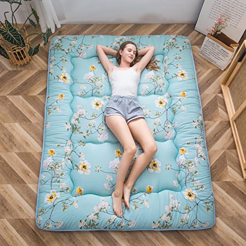 Image of MAXYOYO Rustic Floral Korean Floor Mattress Japanese Futon Mattress, Foldable Roll Up Camping Mattress Floor Lounger Couches and Sofas Mattress Topper, Full