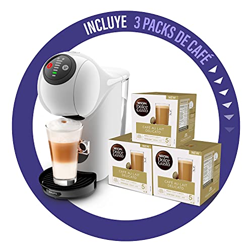 Krups Genio S Basic KP2401 - Cafetera blanca de cápsulas + Nescafé DOLCE GUSTO CAFÉ CON LECHE DELICATO - Pack De 3 x 16… - Imagen 3