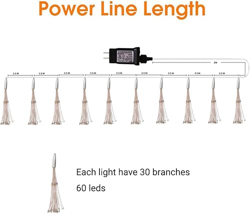 Miniatura 2 de Dreamworth 10 piezas en total de 600 luces LED de alambre de cobre para fuegos artificiales, luces parpadeantes, 8 modos, luces impermeables para