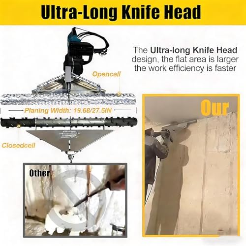 High-Speed Foam Planer Trimmer for Polyurethane Insulation, 19.68''/27.5'' Foam Cutting Tool, Closed Cell Wall Trimming at 14.5m/s, Efficient Foam Removal Saw (50cm ClosedCell)