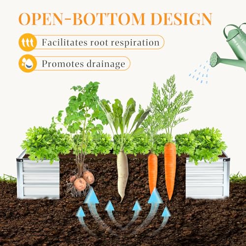 Image of NEWBULIG Galvanized Raised Garden Bed Kit, 6x3x1ft 2 Pack Outdoor Metal Planters Box, Rectangular Raised Flower Beds for Planting Vegetables Flowers Herbs, Open Bottom, Easy Assembly, Silver