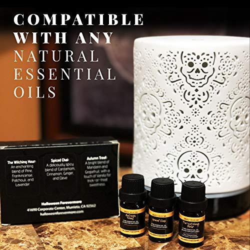Halloween Forevermore Ceramic Essential Oil Diffuser | Ancient Skull Design | Adjustable Light Settings | Silent Personal Humidifier For Aromatherapy Oils #TOP7