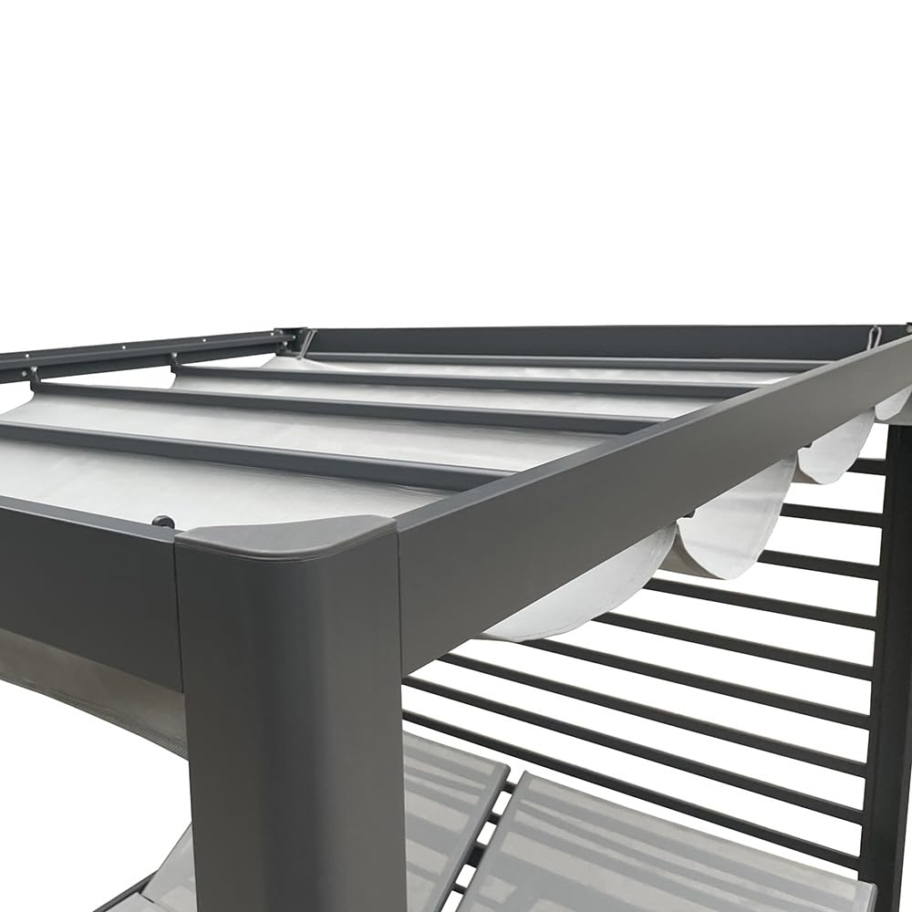 Lit de Jardin MATALA Gris 208x188 cm Dossier Inclinable et Toit