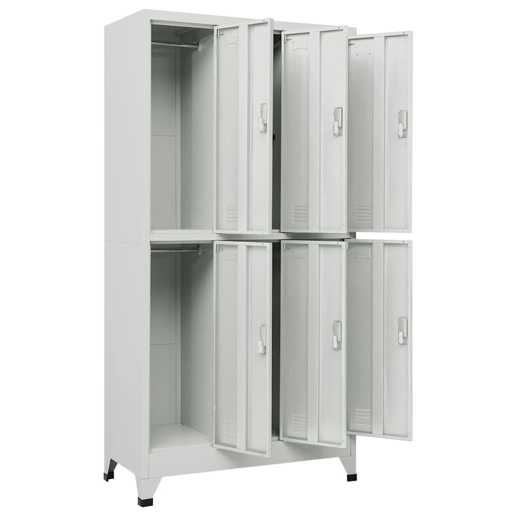 Armoire Casier 6 Compartiments Acier 90x45x180 cm Grise
