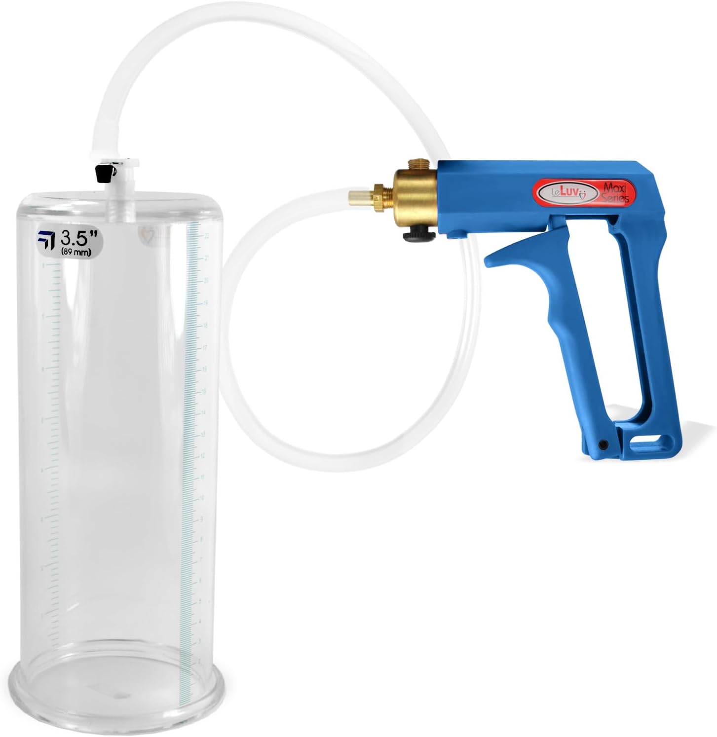 LeLuv Penis Pump Maxi Blue Handle with Clear Hose - 9 inch Length x 3.50 inch Diameter Cylinder