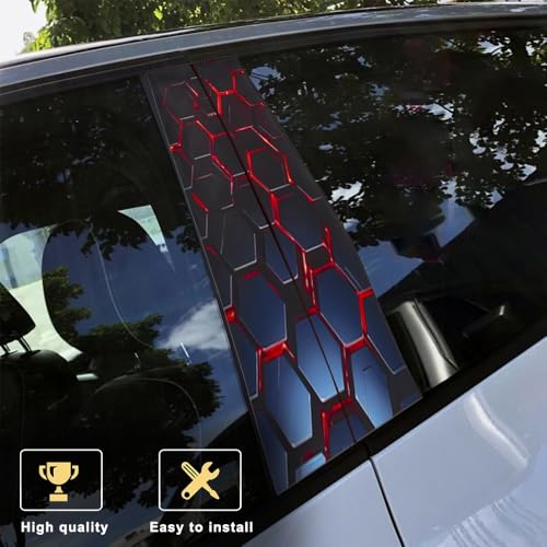 Image of JSCARLIFE Skull Car B-Pillar Sticker, HD Printed PVC Waterproof Car Decals, Car Stickers Vinyl Self-Adhesive Side Strip Decal Cool Stickers (Honeycomb Style 1)
