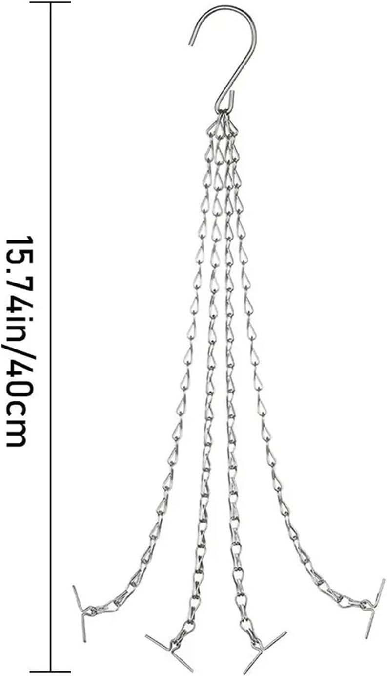 Łańcuchy z haczykami, Zawieszka z haczykami na łańcuszku 1/3 szt. 4-nitkowe wieszaki rośliny 14-calowa doniczka wielokolorowa(Silver3pcs)