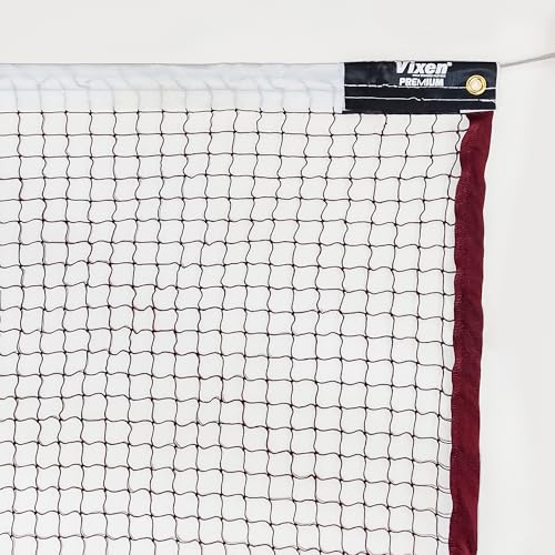 Image of Vixen Premium Badminton Net with Steel Wire Cable | Heavy Duty Nylon Tournament Net with Reinforced White Tape | Indoor & Outdoor