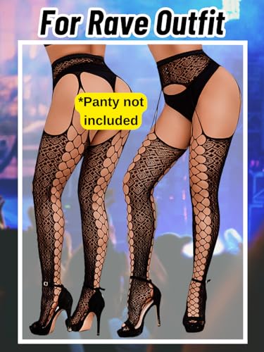 Fishnet Tights For Women, Rave Outfits, Fits 0-18, Sexy Strippr Stockings Fishnets Patterned Pantyhose Fish Net4