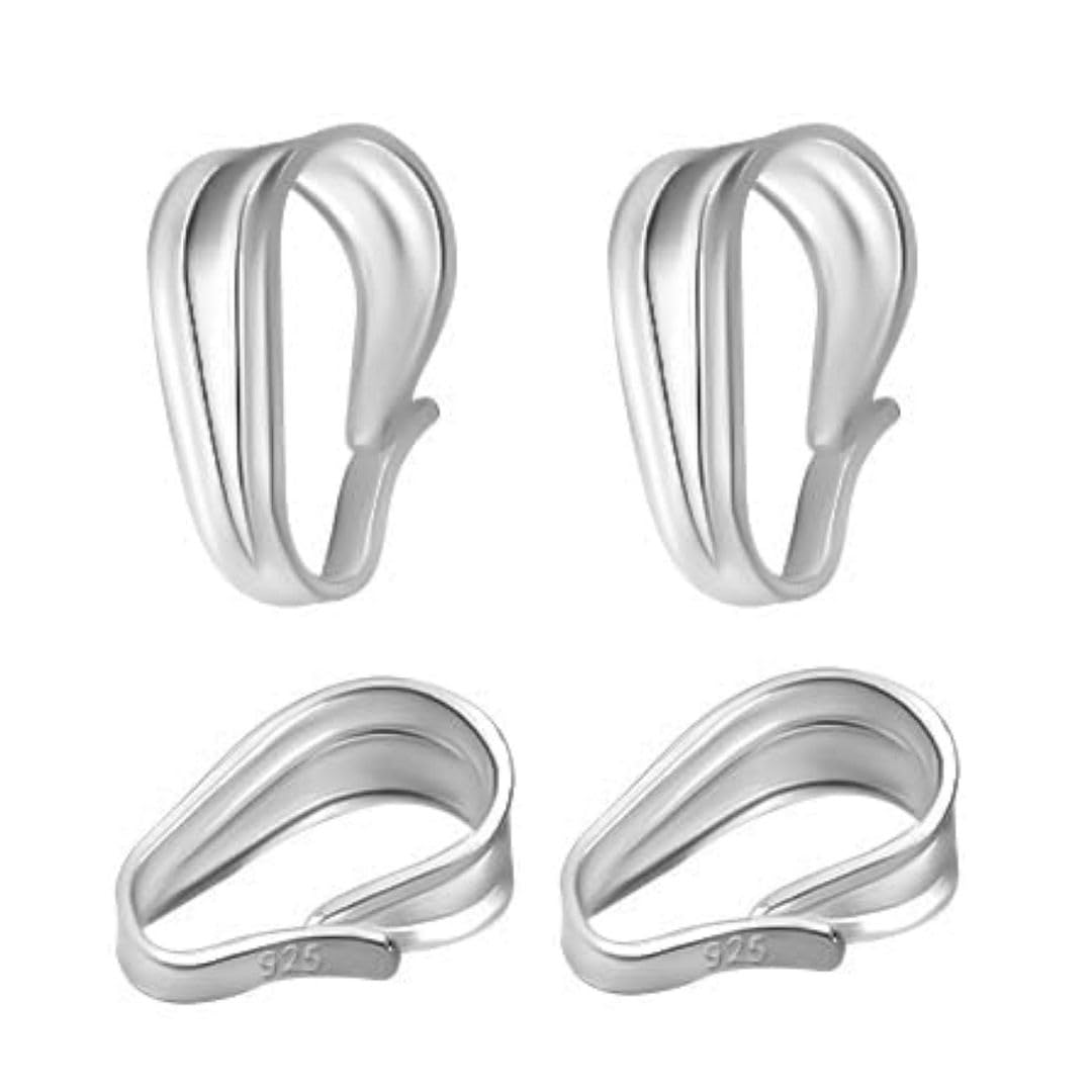 10pcs Adabele Authentic 925 Sterling Silver Hypoallergenic Locket Bail Clasp Findings 8mm (0.31 Inch) Small Snap On Pendant Connector Clip for Jewelry Makings SS195-1