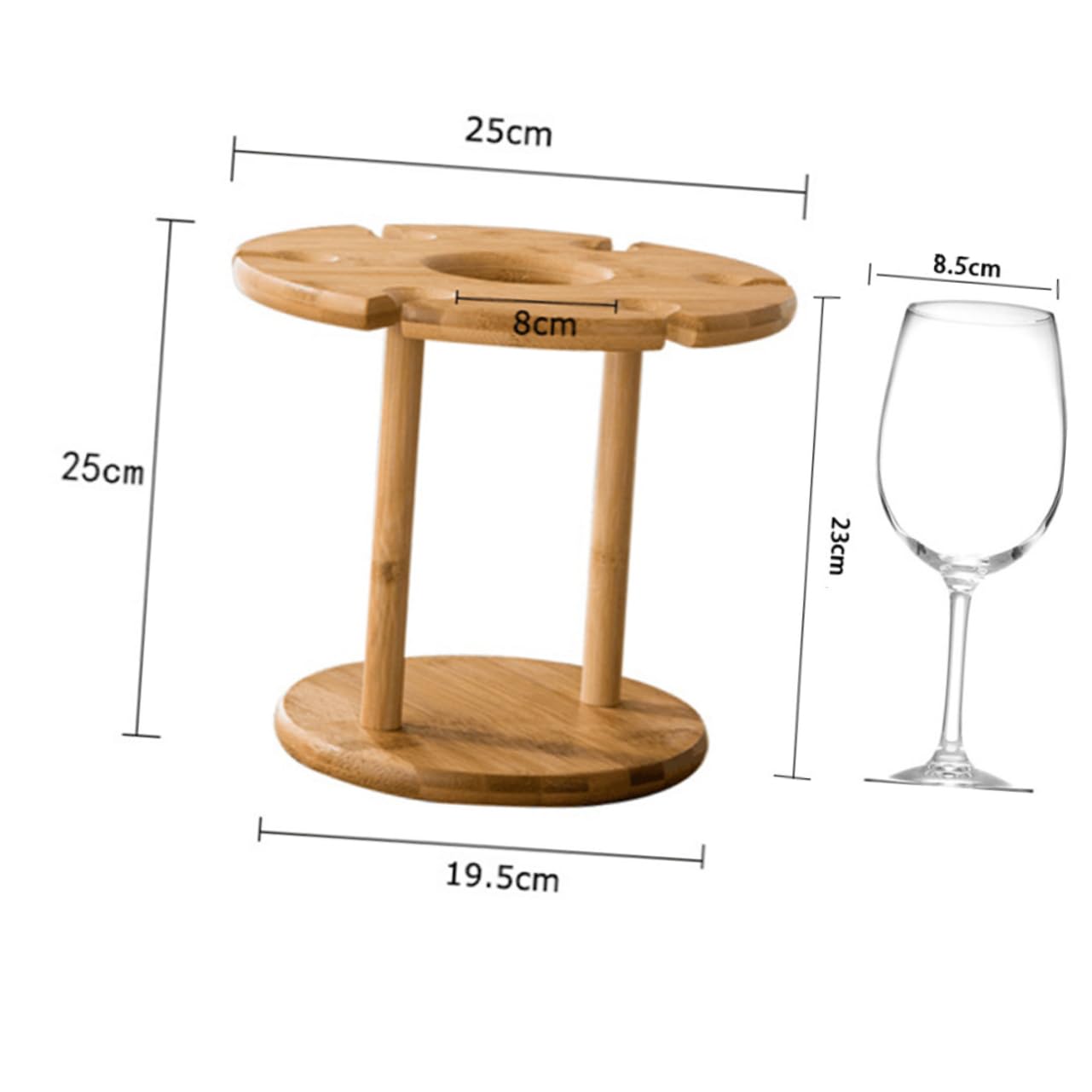 ABOOFAN 6Holes Wooden Goblet Rack for Wine Glasses Upside Down Hanging Holder with Phyllostachys Pubescens Wine Glass Holder present for Wine Lovers and Home Decor
