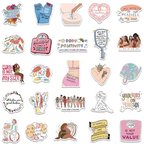 Calcomanías de positividad corporal para mujer, pack de 50 pegatinas impermeables 7