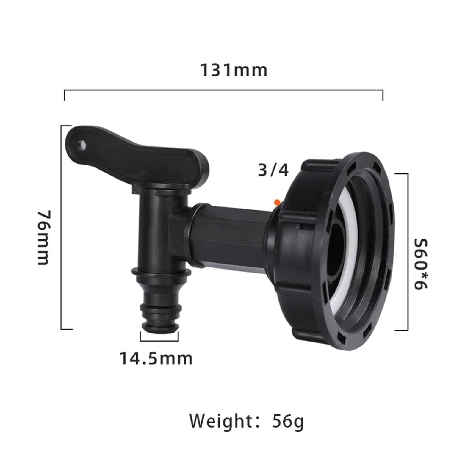 Trwały adapter do kranu zbiornika IBC S60x6 gruby gwint do złącza 3/10.2 cm, 1 szt. zawór montażowy do domu ogrodowego, łatwa wymiana systemów nawadniania