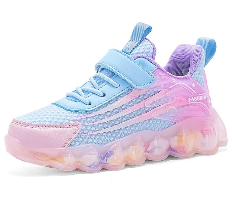 Girl's Trendy Chunky Shoes - Comfy Non Slip Woven Knit Breathable Sneakers For Kids Outdoor Activities - For Girls Aged 4-12 - Suitable for Sports, Hiking & Everyday Wear - Great Gift for Active Kids