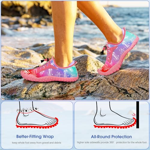 Image of Built-in Heel Grips Water Shoes for Kids Girls Boys Hiking Wide Barefoot Swim Beach Pool Big Kid