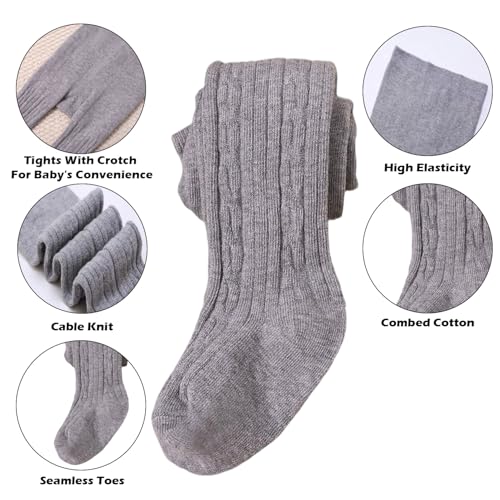 Image of SYGA Baby Tights For Girls Soft Cotton Infant Leggings Toddler Solid Knit Socks Newborn Warm Crochet Pants Stockings - Purple