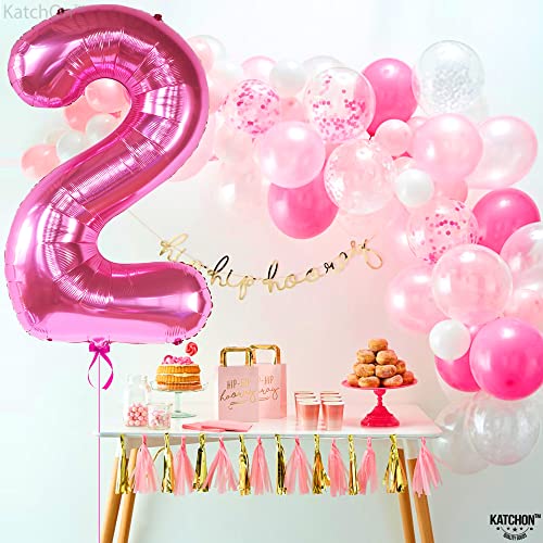 Image of KatchOn, Hot Pink Number 2 Balloon - 40 Inch Number Balloon | 2 Balloon Number, Two Cool Birthday Party Decorations Girl, Pink Party Decor, 2nd Birthday Decorations for girl