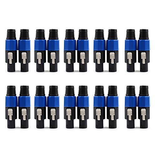 Areyourshop 20 Pcs 4 Pin Speakon Speaker Connector Male Audio Plug Blue