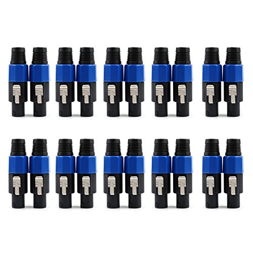 Areyourshop 20 Pcs 4 Pin Speakon Speaker Connector Male Audio Plug Blue