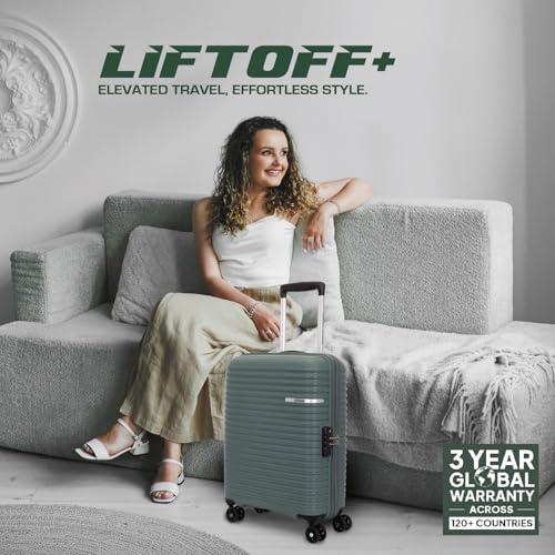 Image of American Tourister Liftoff+ | Small Size Cabin Trolley Bag (55 cm) for Travel | 360 8 Wheel Travel Luggage | Hard Case Polypropylene (PP) Suitcase | Mounted TSA Lock | Dark Olive