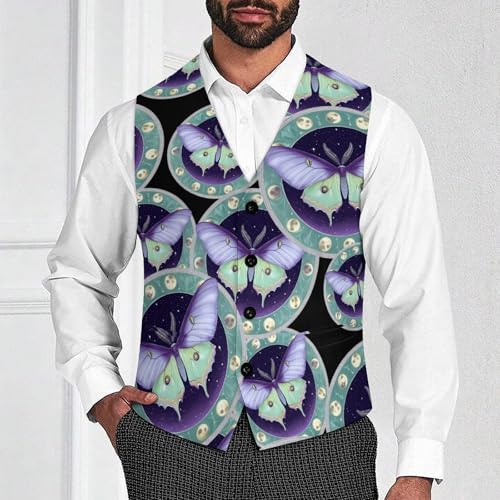 Luna Hawkmoth Trendy Vest Suit for Men V Neck Formal Dress Waistcoat Vests Business Slim Fit4