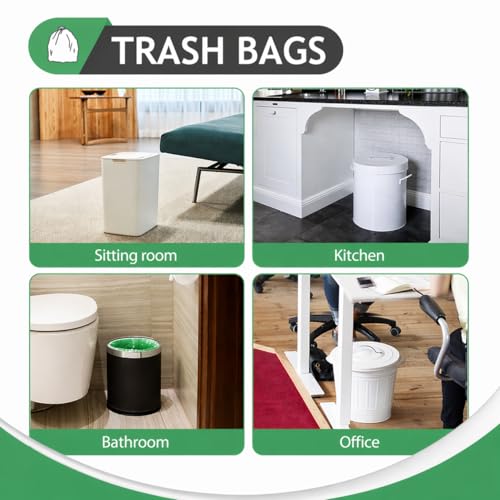 Image of Teivio Small Trash Bags 4 Gallon 160 Counts Garbage Bags, Bathroom Trash Can Bin Liners, Small Plastic Bags for home office kitchen, fit 12-15 Liter, 3,3.5,4.5 Gal, Green