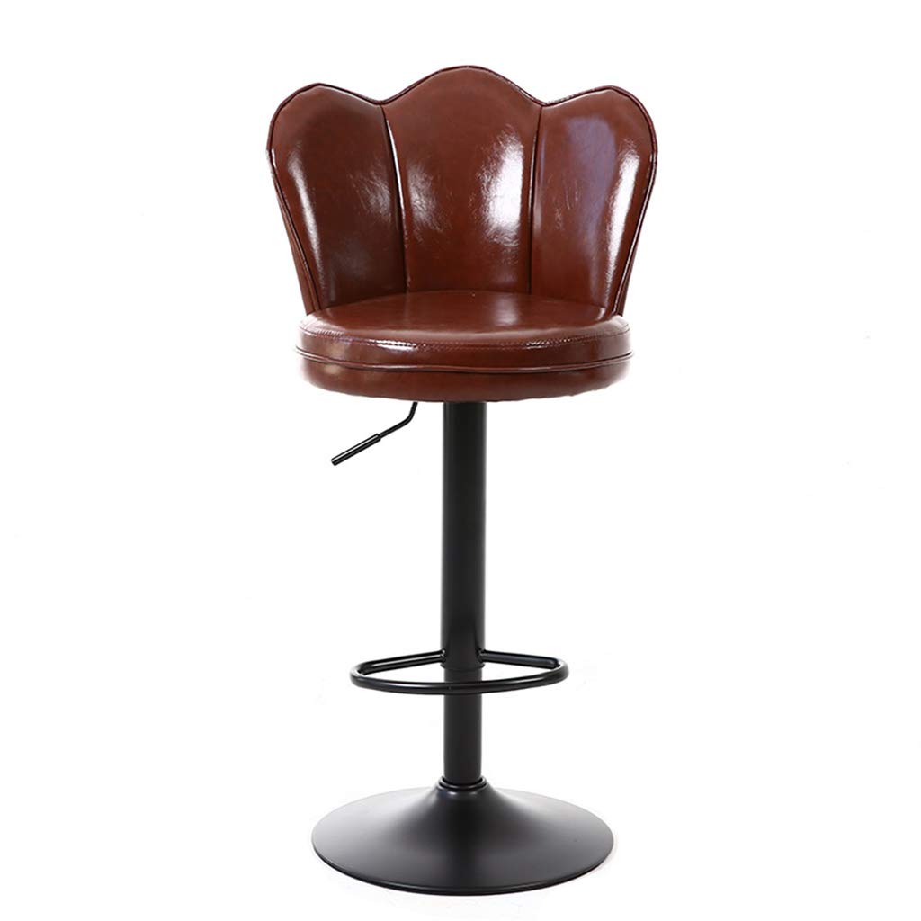 Barstools 360° Swivel Breakfast Bar Stool Kitchen Pub Chair Counter Adjustable Height Soft Seat Exquisite Backrest Max Load 120kg (Color : BROWN, Size : 40~55cm)