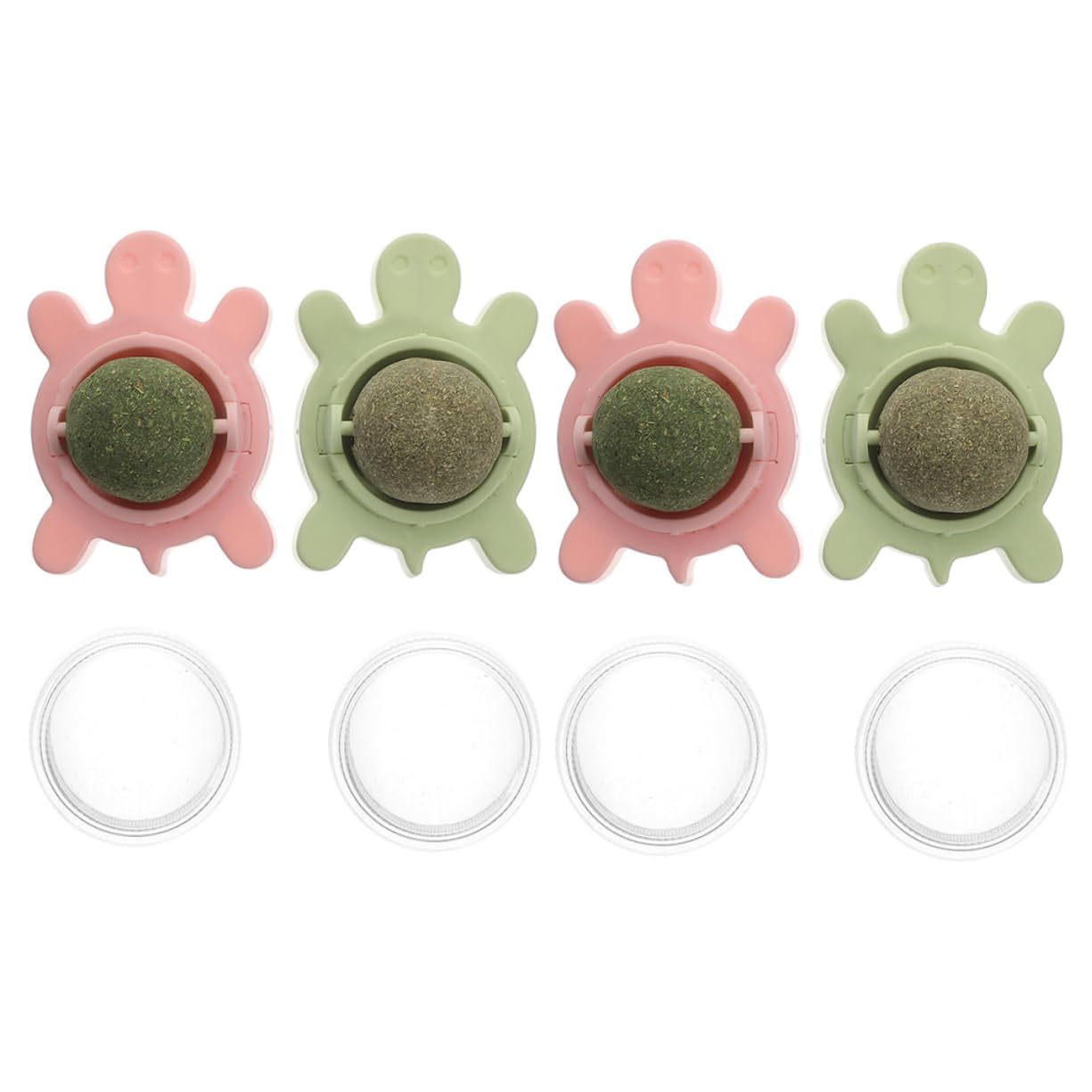 Lot De 4 Jouets À Lécher Comestibles pour Chats Rotatifs Interactifs Plantes Naturelles Support Mural pour Chats Dintérieur