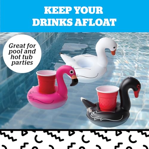Image of Inflatable Swan Drink Holder, Floating Cup Holder for Pool and Hot Tub, Novelty Beverage Float for Outdoor Water Fun