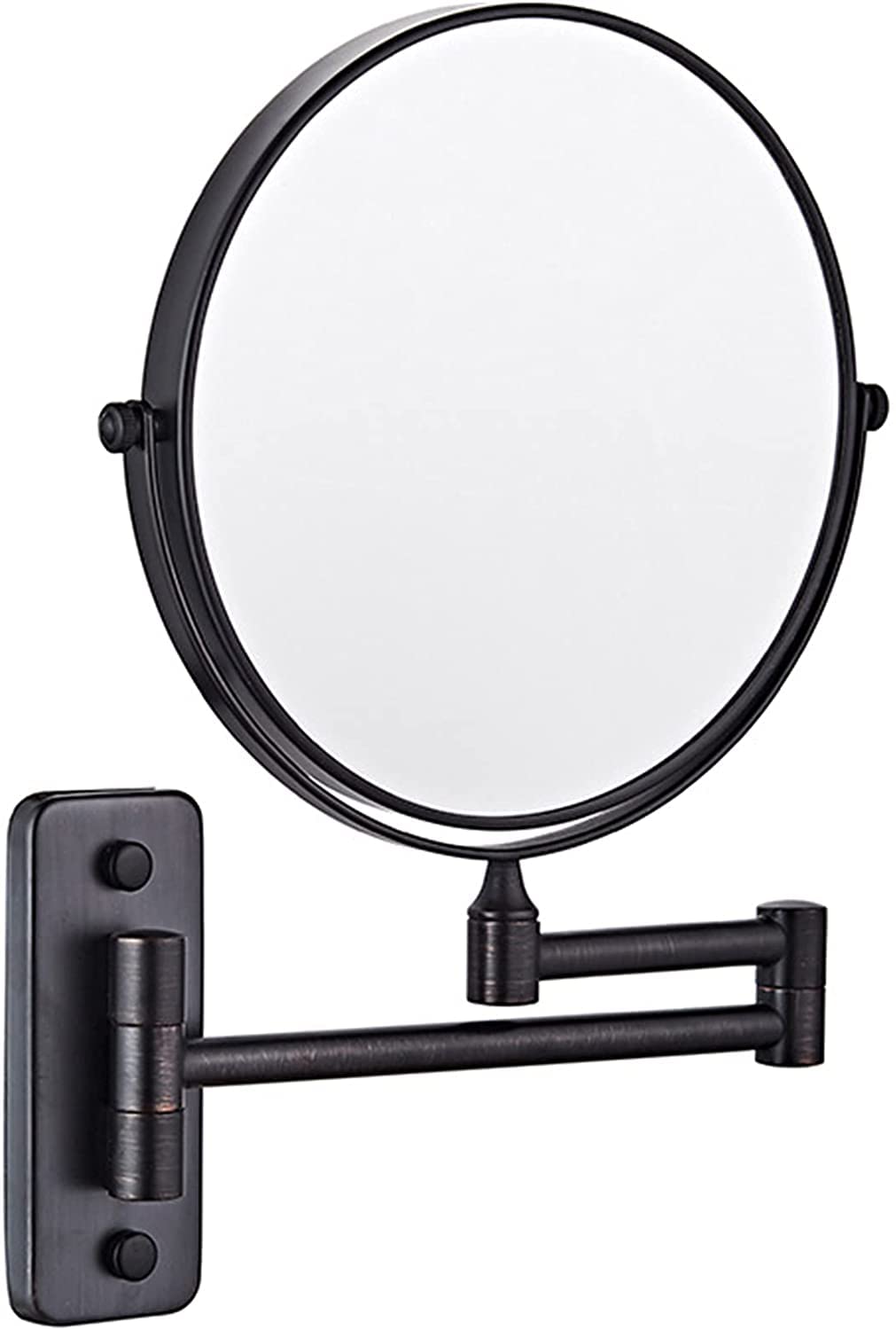 SXFSDOU 8'' Wall Mounted Makeup Mirror 360° Rotatable Extendable Folding Arm 5X Magnifying Shaving for Bathroom Vanity Black