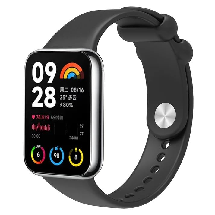 iCare Silicone Replacement Strap Compatible with Xiaomi Redmi M8 Pro / M9 Pro | Soft Sport Wristband | Adjustable, Sweat-Resistant | Modern Sporty Design Fitness Tracker Watch Band (Black)