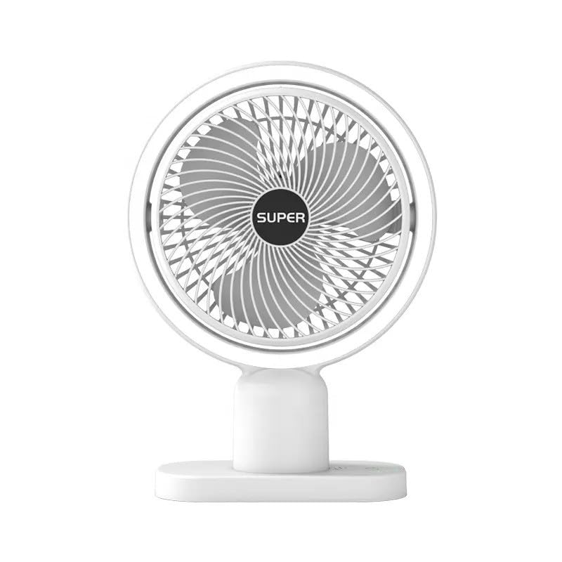 Image of 4000mAh High Speed ๐๐๐๐ก๐๐ซ๐ ๐๐๐๐ฅ๐ Table Fan for Home, ๐๐ฌ๐๐ข๐ฅ๐ฅ๐๐ญ๐ข๐ง๐ ๐๐๐ง with ๐๐๐ ๐๐ข๐ ๐ก๐ญ | ๐๐๐ ๐๐๐ซ๐ฌ๐จ๐ง๐๐ฅ Fan, ๐ ๐๐ฉ๐๐๐ (F0 - White)
