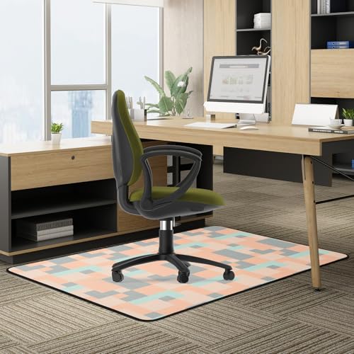 MUEZDUR Office Chair Mat for Carpeted and Hardwood Floor 90x120cm Carpet Protector Chair Mat for Home and Office Rolling Chair Easy Glide Heavy Duty Folding Mat (Mosaic)