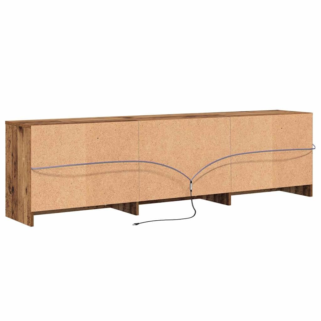 Rustykalna szafka pod telewizor brązowa, 180 x 34 x 50 cm, drewniana podstawka pod telewizor do salonu, centrum rozrywki z drzwiami przesuwnymi, konsola TV do sypialni, uniwersalna szafka na