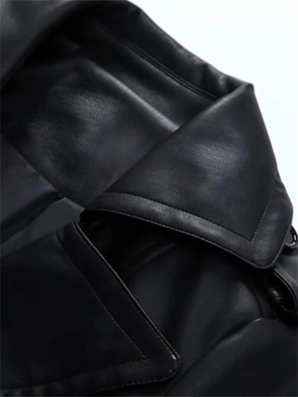 Chaqueta de piel sintética suave ajustada para mujer, chaqueta con falda de doble botonadura