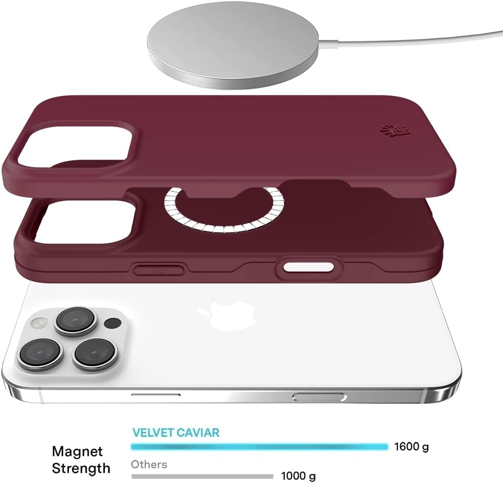 VELVET CAVIAR for iPhone 16 Pro Max Case - Compatible with MagSafe - 10ft Drop Protection (Burgundy)