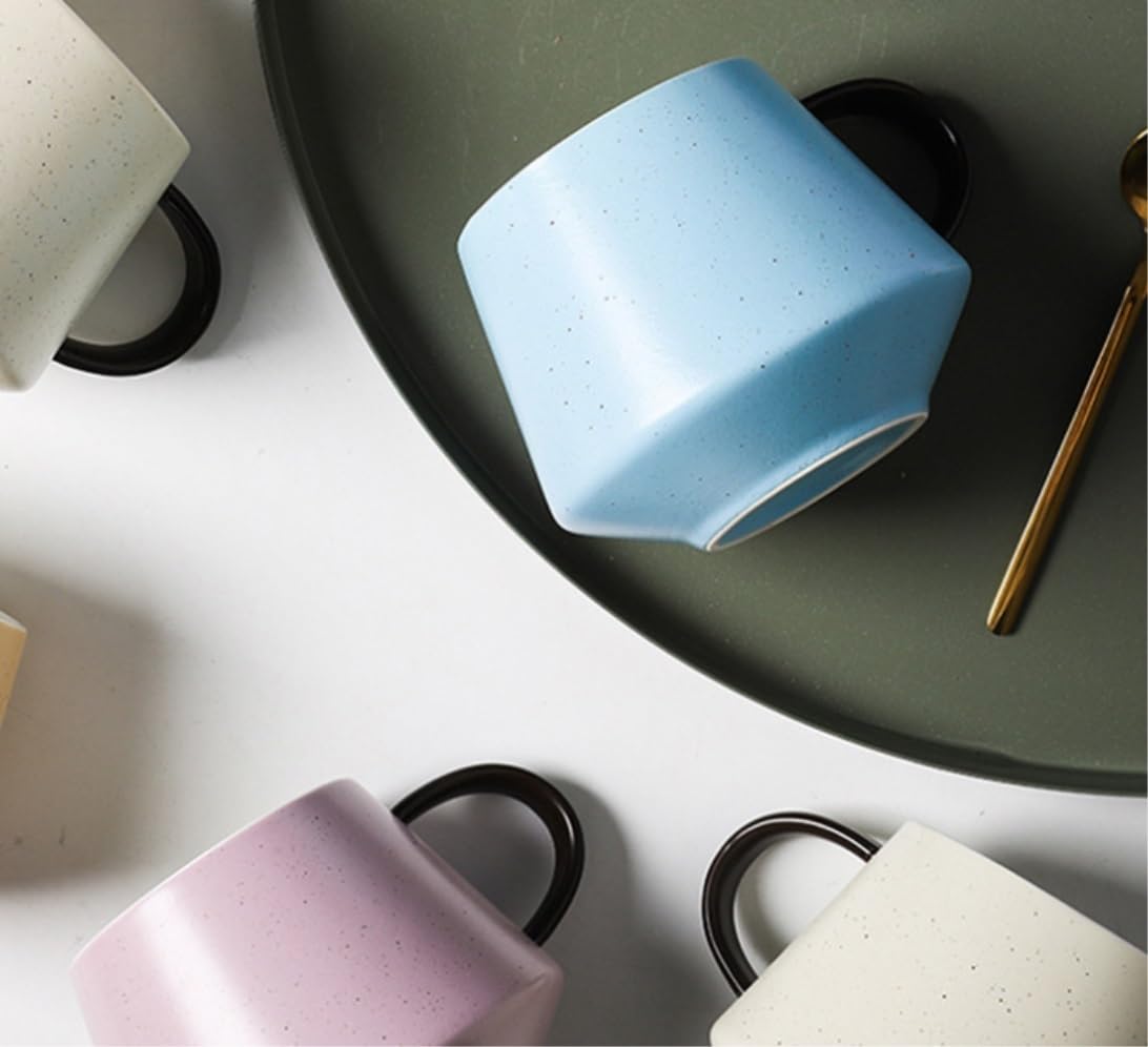 Filiżanek do Herbaty Kubki Zestaw Filiżanek I Spodków Do Kawy Z Łyżeczką Ceramiczny Kubek Do Kawy Porcelanowy Zestaw Do Herbaty Z Drewnianą Pokrywką Mleka(Yellow)
