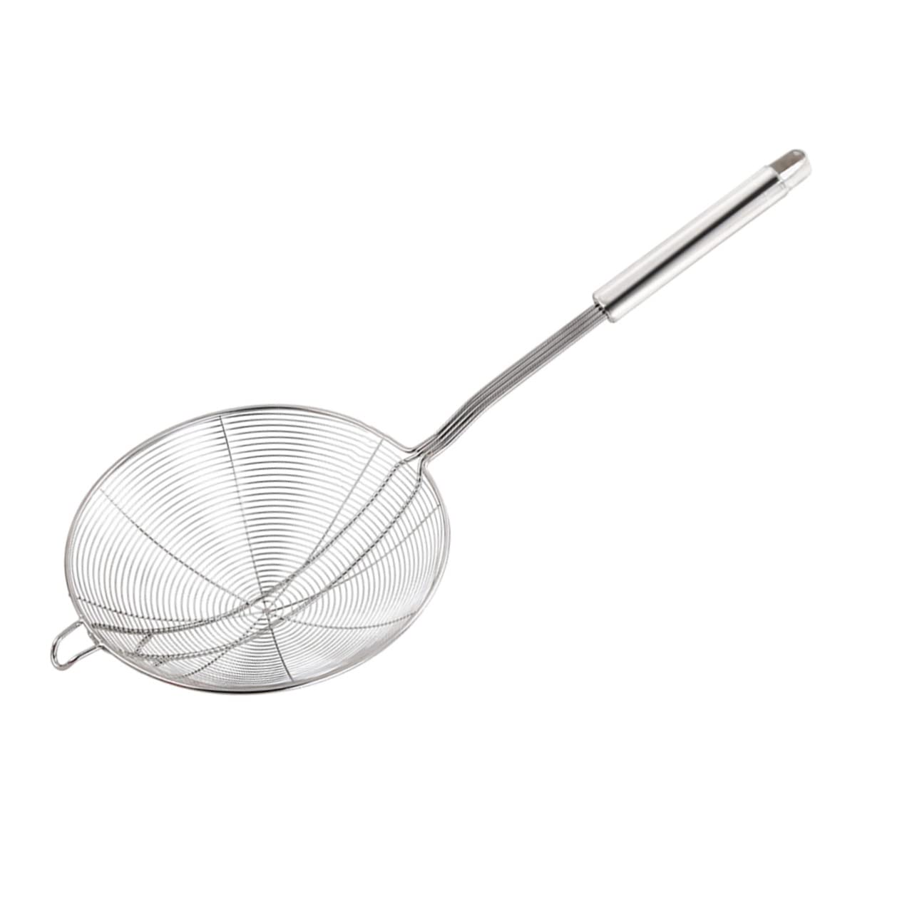 HAKIDZEL Stainless Steel Wire Skimmer Spoon Hot Pot Colander with Ergonomic Handle for Draining Pasta Noodles and Vegetables Stable Design for Kitchen Use