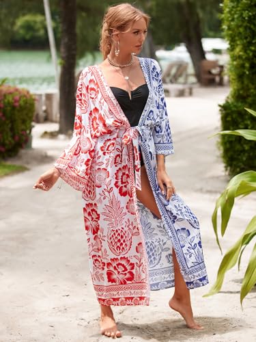 Image of IMAGEKOPE Kaftan for Women Plus Size Bathing Suit Cover up Batwing Dress Loose fit Moroccan Caftan mumu Dresses for Women