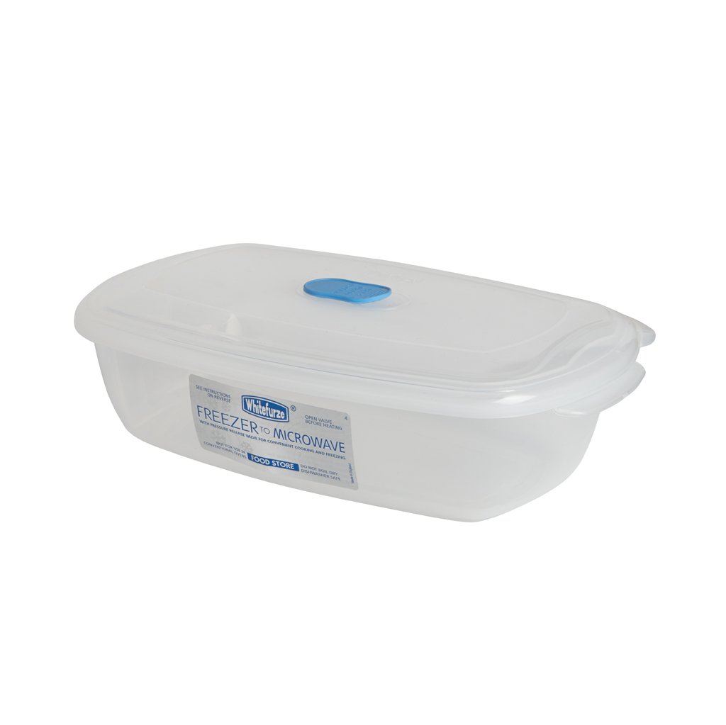 Whitefurze White Furze Plastic 0.4L Rectangular Freezer To Microwave Food Storage Container