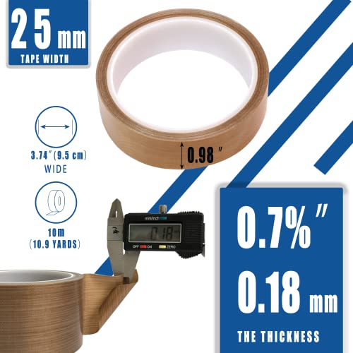 Image of High Temperature Teflon Tape 1 inch x 33 feet PTFE Adhesive Teflon Tape - Fits Weston,FoodSaver, Seal A Meal, Cabellas Vacuum (Pack of 2)