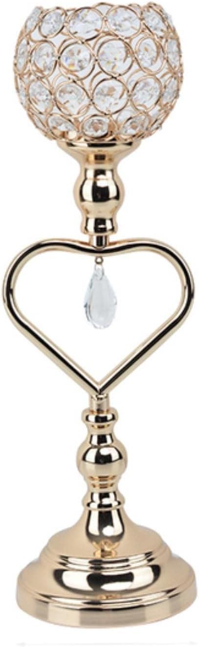 Bougeoir en cristal cœur doré 37 cm pour décoration de table