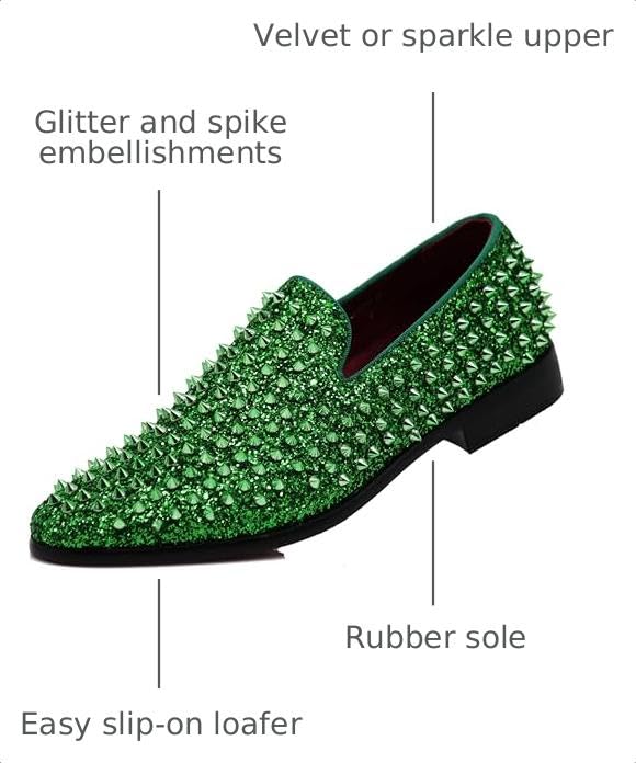 Image of SPK70 Men's Vintage Spike Dress Loafers Slip On Fashion Shoes Classic Tuxedo Dress Shoes