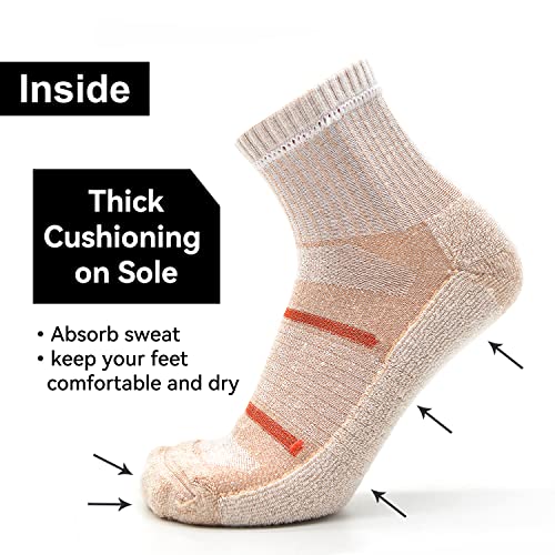 Image of Busy Socks 3 Pack Men's Merino Wool Running Quarter Socks Womens Ankle Thick Cushioned Athletic Socks for Hiking Walking