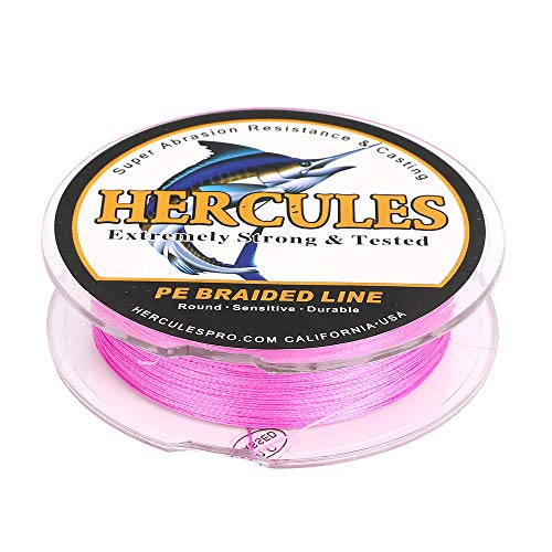 HERCULES Braided Fishing Line 500m 547yds 6lbs-100lbs Pe Superline 4 Strands (Pink 6lb/2.7kg 0.08mm), 6lb/ 0.08mm/ 500m (547yds) - Image 4