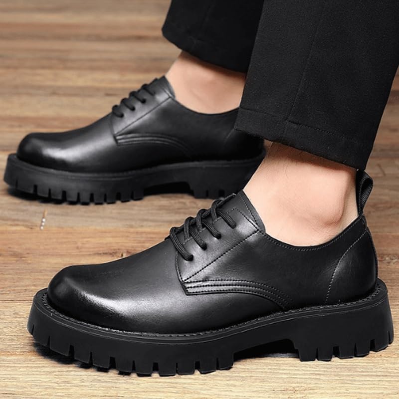 Men's Classic Formal Oxfords Classic Casual Lace Up Round Toe Lug Sole Dress Derby Shoes Work Office Business Height-Increasing Shoes2