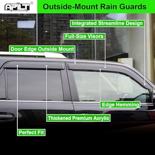 Image of Outside-Mount Window Visors Rain Guards for 2025 2026 Toyota 4Runner Full-Size Wind Vent Deflectors Car Accessories Dark Smoke 4-Piece Set with Thicker